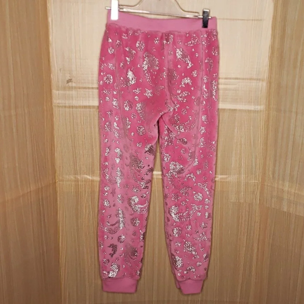 Justice Girls Pink Soft Fuzzy Mermaid Joggers 10
